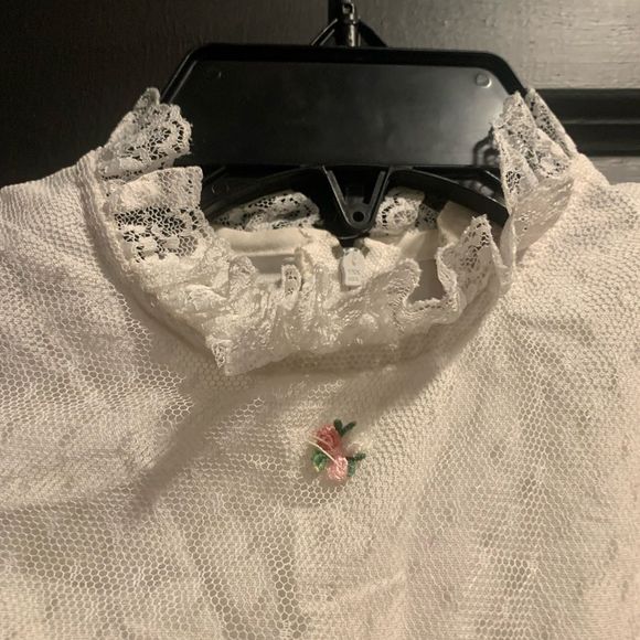 Vintage White Lace Ruffle Dress size 10 - Picture 6 of 11